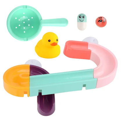 Baby DIY Assembling Track Slide Bath Toy Set with Suction Cups and Duck