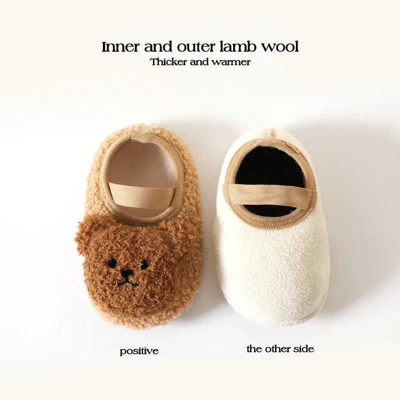 Winter Infant Anti-Slip Floor Socks – Soft Bottom Baby Walking Shoes with Cute Cartoon Bear