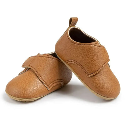Meckior Baby Boys Girls Shoes Rubber Sole Anti-Slip Classic PU Leather Toddler First Walking Flat Lazy Infants Crib Shoes