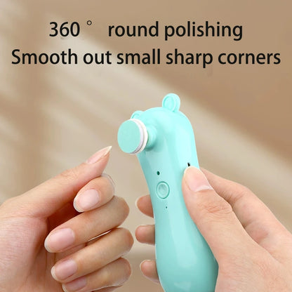 Baby Nail Grinder – Rabbit & Bear Rechargeable Anti-Clamping Nail Clippers, Electric Nail Grinder Set for Newborn Care