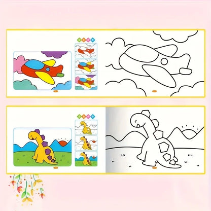 Coloring Book Activity Set 1 Book With Colored Pencils, 48 Clear Line Bright Patterns, Gift for Beginners