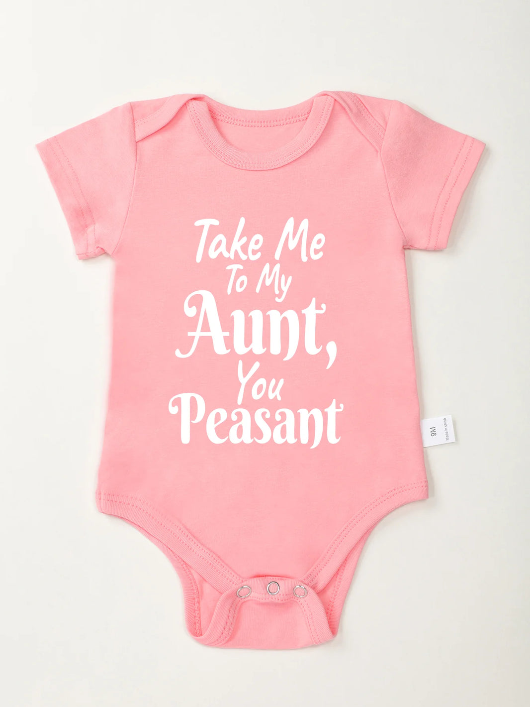 Newborn “Take Me To My Aunt You Peasant” Printing Bodysuit – Cute Infant Jumpsuit with Short Sleeves – Fashion Toddler Rompers for Baby Boy & Girl