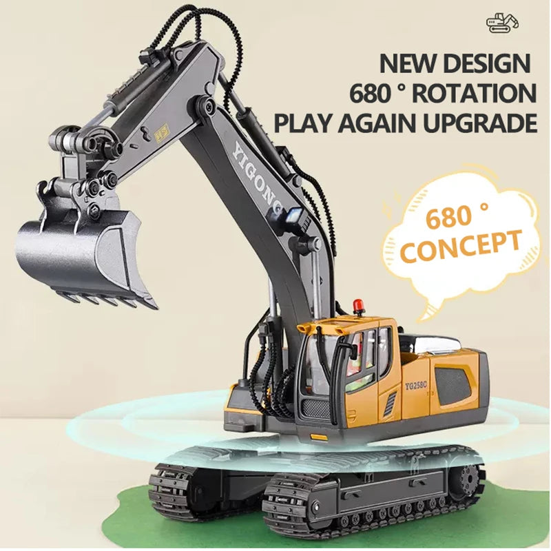 2.4G RC Excavator Dumper Car Remote Control Crawler Bulldozer Toy