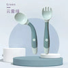 Baby Spoon & Fork Set - Soft Bendable Silicone Scoop Fork Kit, Toddler Training Feeding Cutlery, Children Tableware Utensils