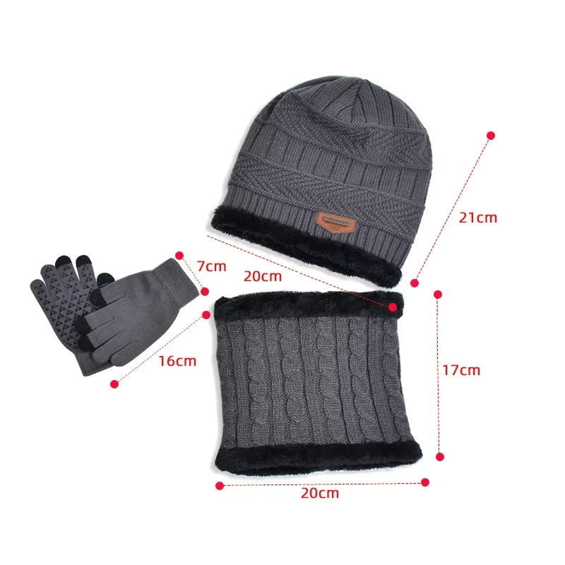 Winter Kids’ Hat, Scarf & Gloves Set – Plush Lining Beanie, Non-Slip Gloves & Neck Warmer for Boys (Ages 4-10)