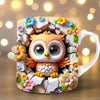 3D Owl Coffee Mug Wrap – 11 oz (350 ml) Ceramic Sublimation Tea & Milk Cup, Surprise Gift for Kids