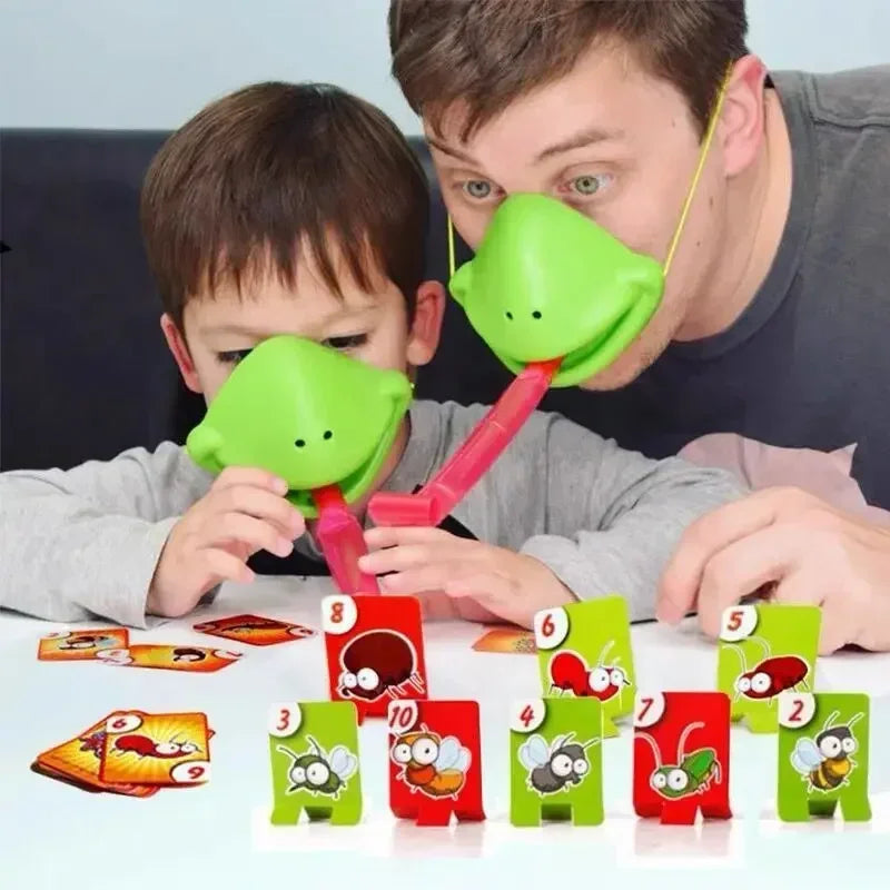Frog Mask Wagging Tongue Lick Cards - Board Game for Children, Family Party Toy, Antistress Funny Desktop Puzzle Game