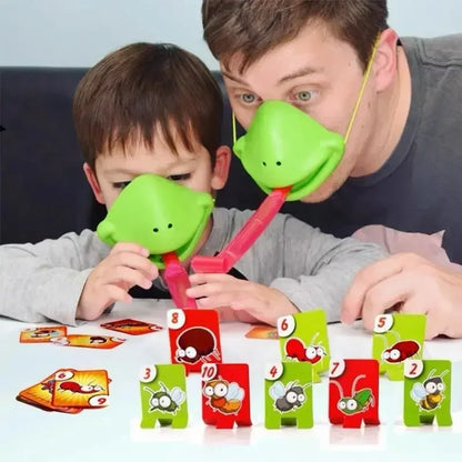 Frog Mask Wagging Tongue Lick Cards - Board Game for Children, Family Party Toy, Antistress Funny Desktop Puzzle Game
