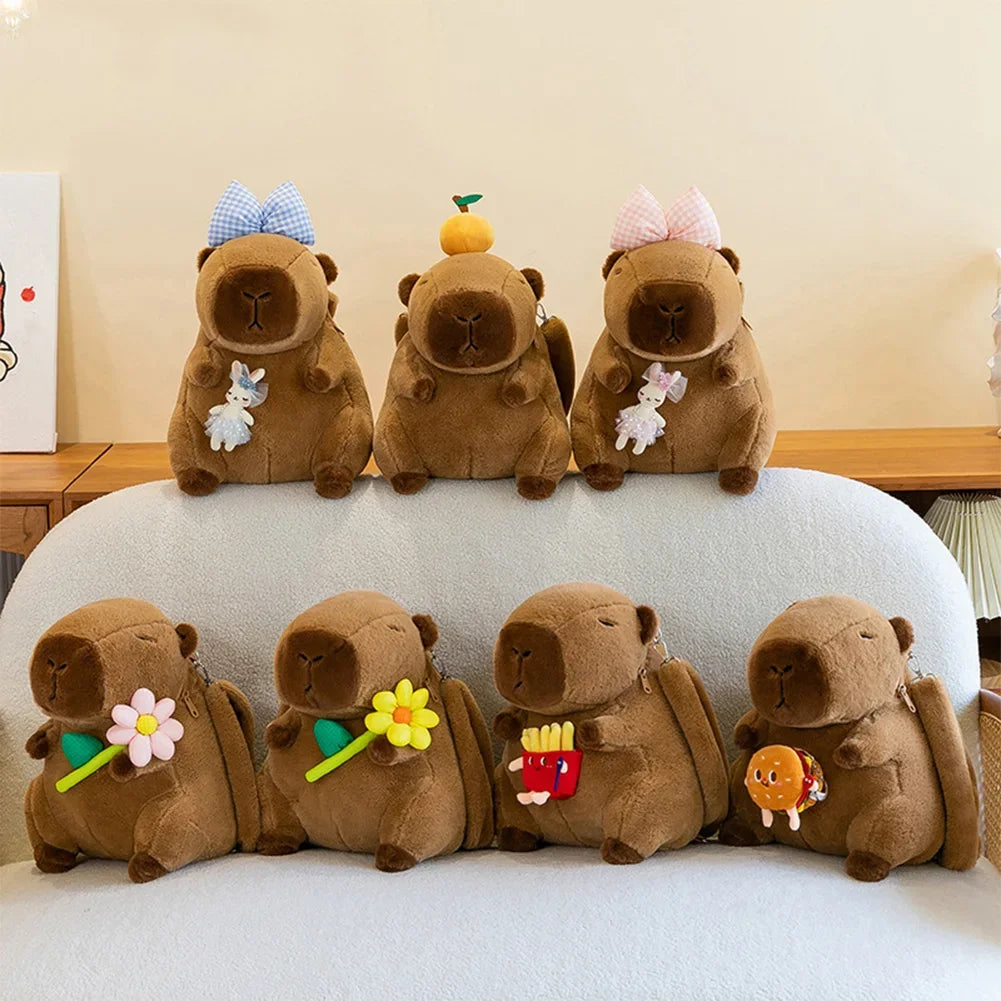 Cute Capybara Plush Backpack – Funny Cartoon Fur Shoulder and School Bag for Kids