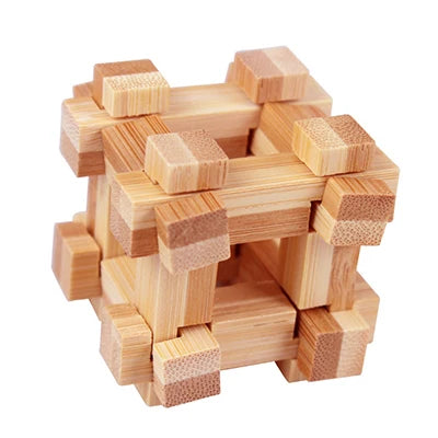 Wooden Kong Ming Lu Ban Lock – Montessori 3D IQ Puzzle for Kids and Adults