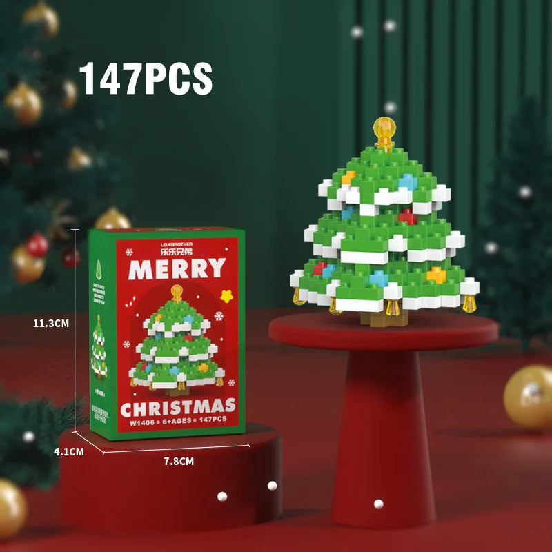 Christmas Micro Building Blocks – Santa Claus & Reindeer Puzzle, Assembling Bricks Table Decoration Toy for Kids