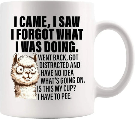 White Ceramic Coffee Mug - "I Came to See I Forgot What I Was Making" - 320 ml (10.8 fl oz) - Funny Office & Holiday Gift