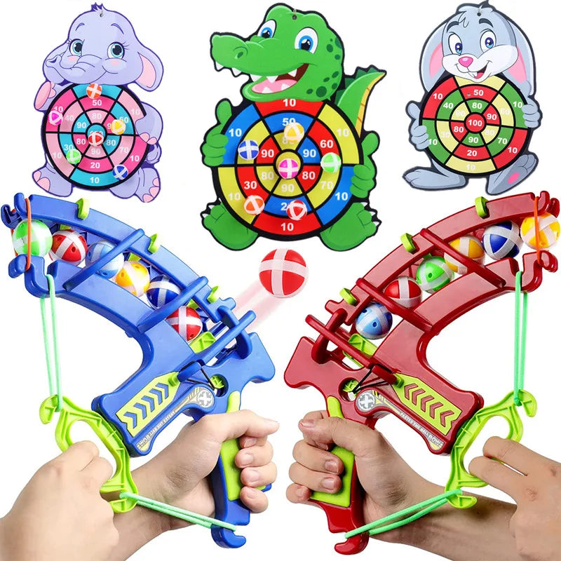 Montessori Sticky Ball Dartboard Slingshot Target – Kids Indoor & Outdoor Catapult Throwing Game