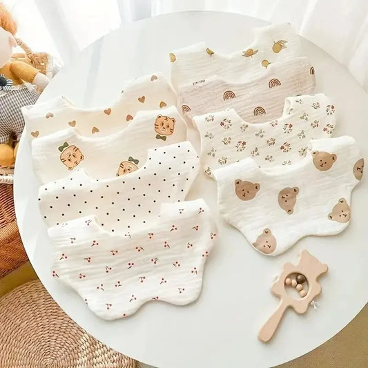 3PCS Cotton Gauze Baby Feeding Bibs | Soft Petal Print Saliva Towels for Newborns & Toddlers | Summer Burp Cloths for Kids - Kidzy Market
