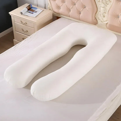 Soft Fleece Pregnancy Pillow - U-Type Lumbar Cushion for Pregnant Women, Multi-Function Side Protection, Pillowcase, PP Cotton