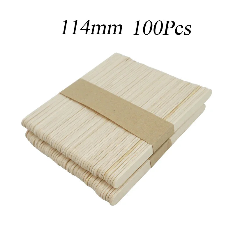 50/100 Pcs Natural Wooden Popsicle Sticks Ice Cream Spoons
