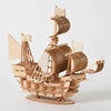 DIY 3D Wooden Puzzle Kit - Laser-Cut Sailing Ship, Biplane, Locomotive & Train Models - Assembly Toy for Adults & Kids