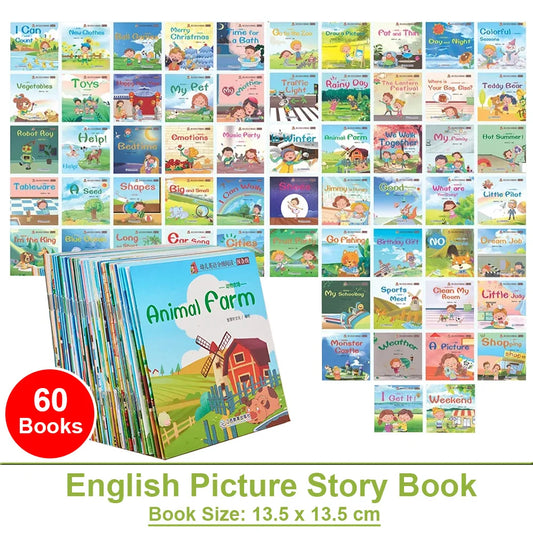 Kids English Word Learning Book Set – 60 Pocket Books for Early Childhood Reading and Montessori Teaching Aids
