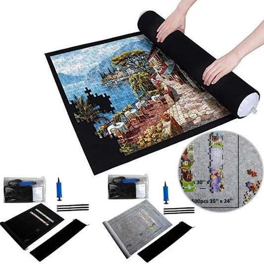 Puzzles Pad Jigsaw Roll Felt Mat, Playmat Blanket for Up to 1500 Pcs Puzzle, Portable Travel Storage Bag, Puzzle Accessories