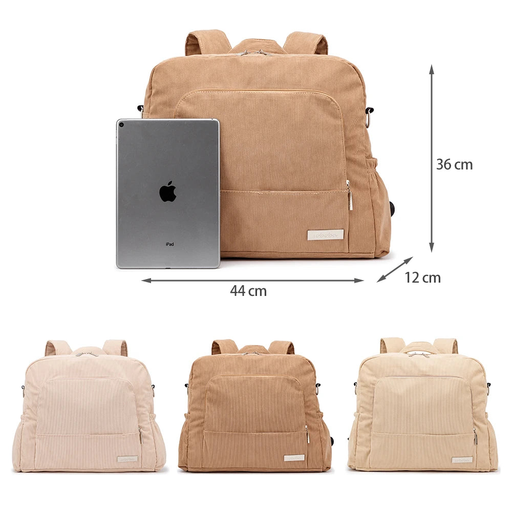 Soboba Corduroy Diaper Backpack – Large Capacity & Multi-Functional for Moms - Kidzy Market