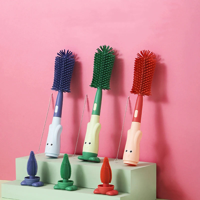 Pacifier Bottle Brush Set, Baby Cleaning Set, Silicone Cup Brush Cleaning Tool, Soft Head Food Grade Brushes, Baby Bottle Brush