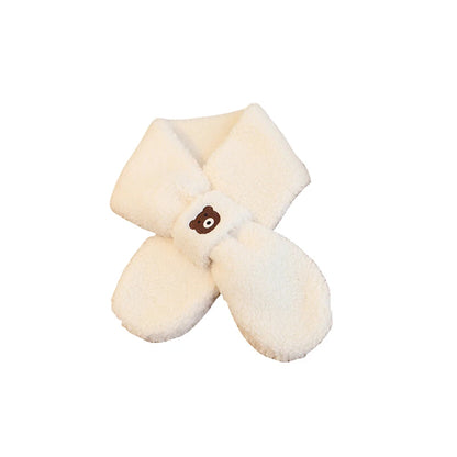 Bear Winter Baby Scarf Gloves Set – Faux Lamb Wool Neck Warmer & Mittens for Boys & Girls (2-6Y) – Warm Korean Kids Accessories
