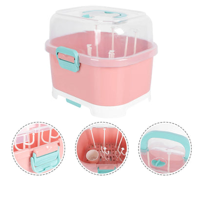 Baby Bottle Drying Rack – PP Material Detachable Drain Net Storage Box for Cups, Straws & Pacifiers