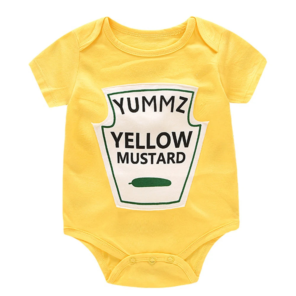 Summer Baby Clothes - Cute Printed Letter Infant Romper with Buttons, Cotton Short Sleeve Bodysuits for 0-18M, Unisex Baby Jumpsuits for Girls and Boys