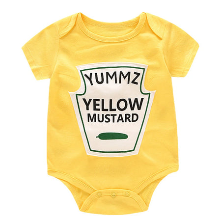 Summer Baby Clothes - Cute Printed Letter Infant Romper with Buttons, Cotton Short Sleeve Bodysuits for 0-18M, Unisex Baby Jumpsuits for Girls and Boys