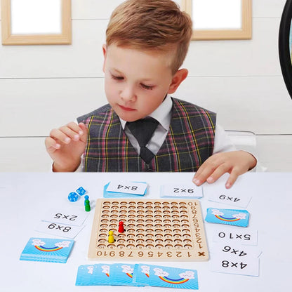 Wooden 99 Multiplication Board Game for Kids – Montessori Math Learning Toy, 100 Grid Counting Board