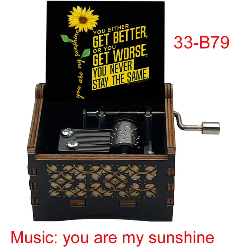 You Are My Sunshine Quote Print Wooden Music Box Birthday Party Favor Gift for Kids