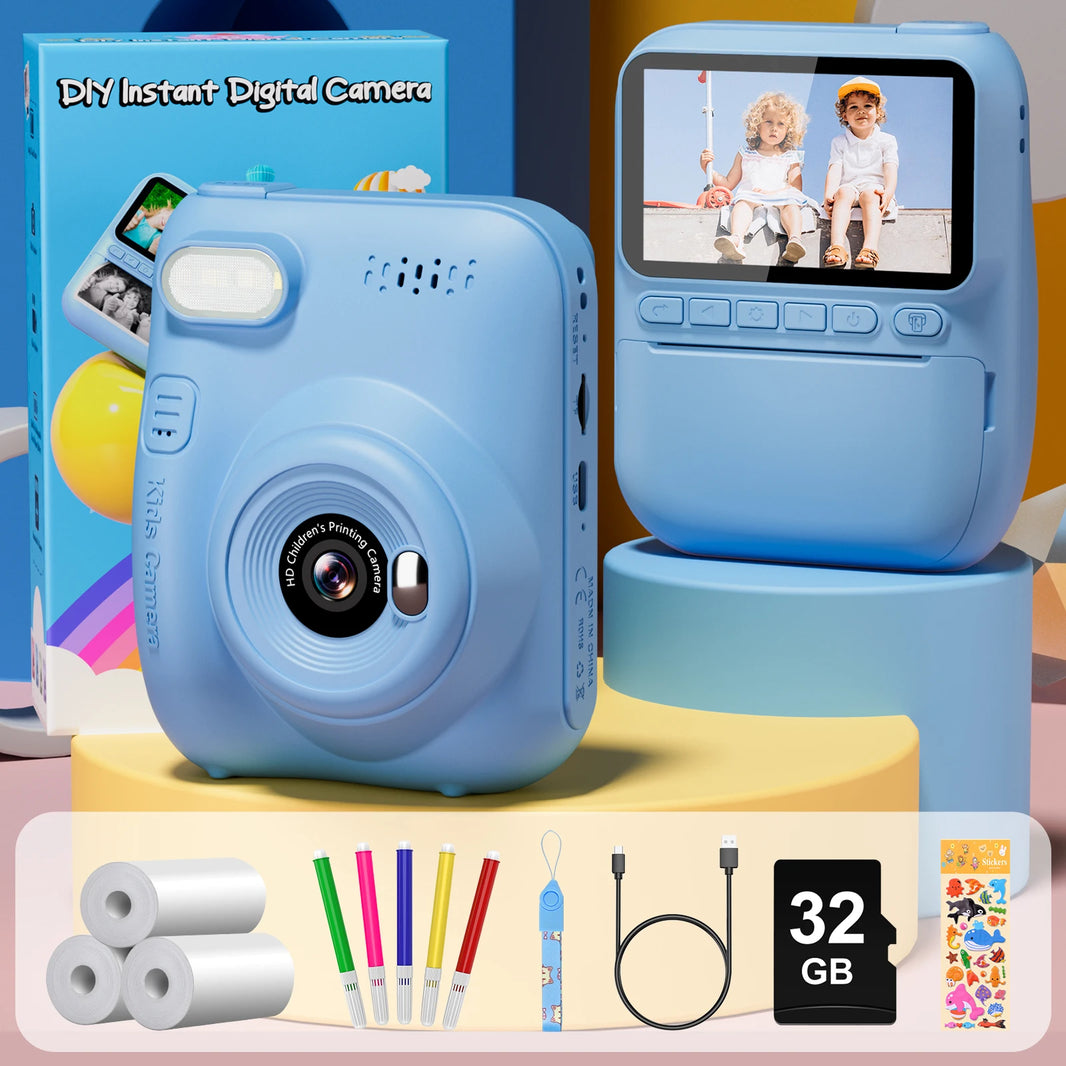 Gofunly Kids Instant Print Camera with 3.0-Inch Screen, 1080P Mini Digital Video Recorder for Ages 6-12