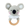 1pc Safety Wooden Baby Teether - Crochet Cartoon Long Ear Bunny Rattler with Mobile Crib Bell | Newborn Teething Toy & Handbell