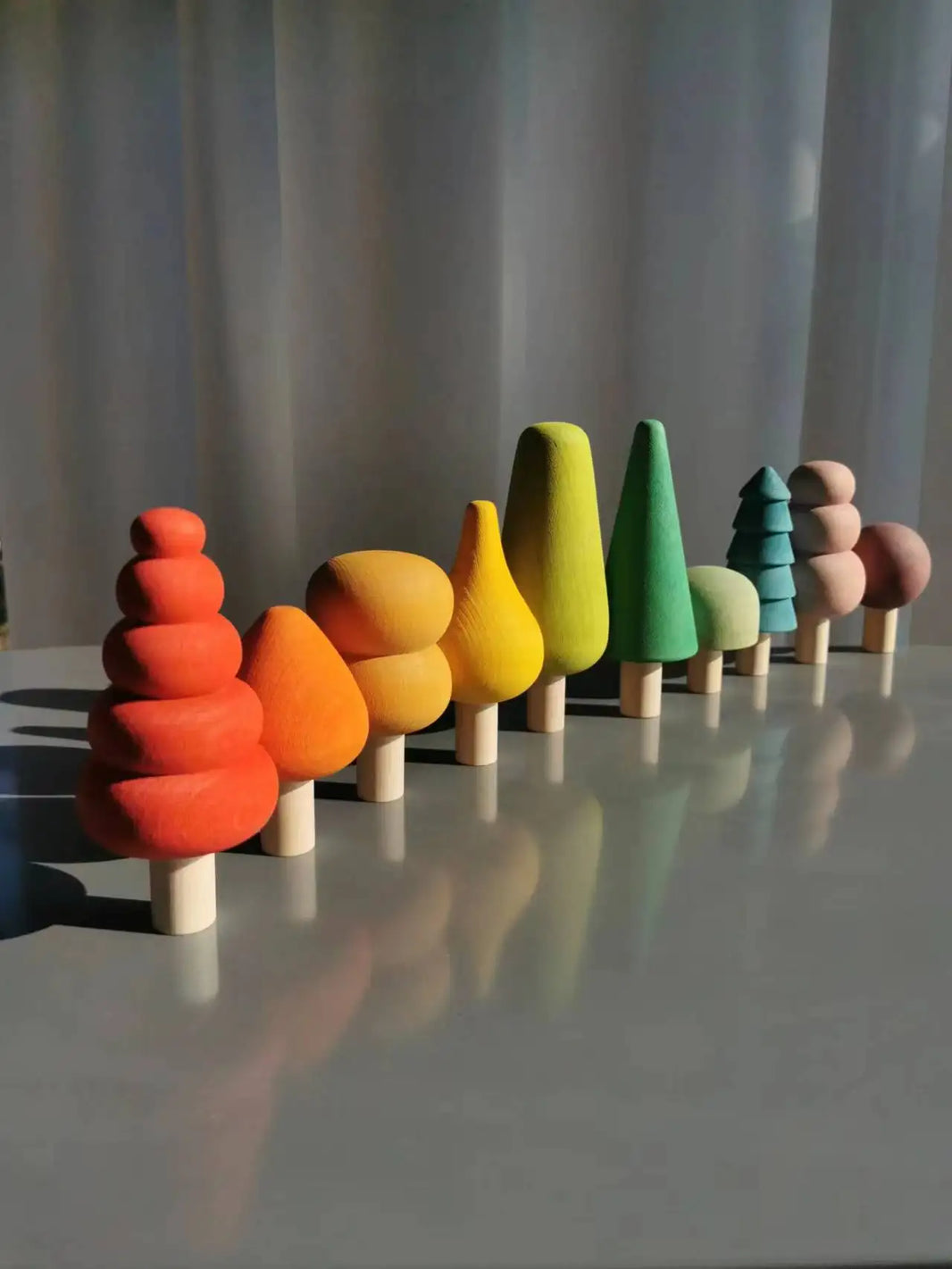 Kids Wooden Pastel Nordic Building Blocks – Stacking Crochet House, Animals, Rainbow, and Forest Tree Toys