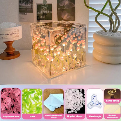 Creative DIY Tulip Flower 3D Small Night Lamp Material Kit for Couples Gift