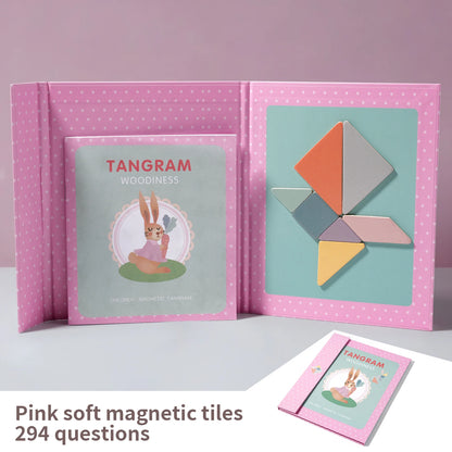 Wooden Magnetic Tangram Puzzle Book – Portable Montessori Educational Toy for Kids