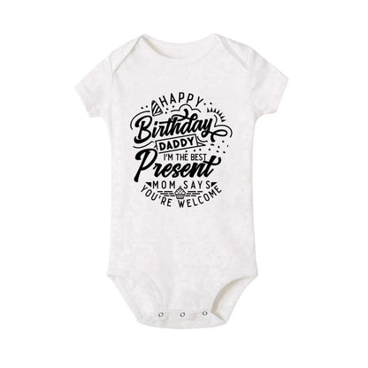 “Happy Birthday Daddy, I Love You” – Adorable Newborn Baby Bodysuit, Short-Sleeve Infant Romper, Perfect Birthday Gift for Dad