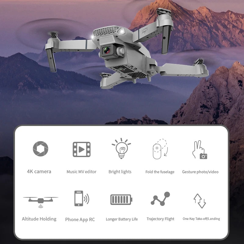 KBDFA E88 Pro Foldable Drone with 4K Wide-Angle Camera and WiFi FPV