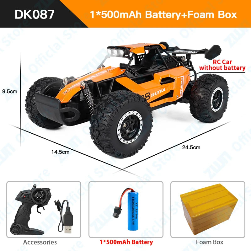 ZWN 1:16/1:20 RC Car with LED Light and 2WD Off-Road Climbing Remote Control