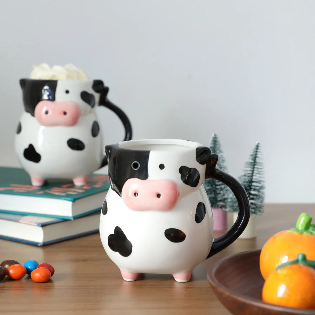 Cute Cartoon Cow Ceramic Coffee & Milk Mug - 1-Piece Kids Breakfast, Dessert & Juice Cup, Christmas Gift