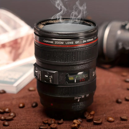 Camera Lens Coffee Mug - Lens-Shaped Novelty Travel Mug, Photographer Gift (1-Pack)