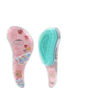 New Cute Hairdressing Comb for Kids - Anti-Knot Massage Flowing Bead Comb for Girls - Dress Up, Makeup Toy Gifts