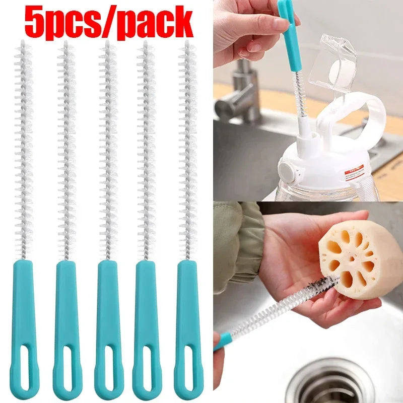 1-5pcs Lotus Straw Cup & Teapot Brush – Multifunctional 3-in-1 Stainless Steel Baby Bottle & Straw Cleaning Tool