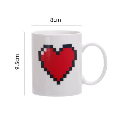 Peach Heart Color-Changing Ceramic Mug – 330ml (11 fl oz) Heat-Sensitive Magic Coffee Cup, Novelty Valentine's Gift