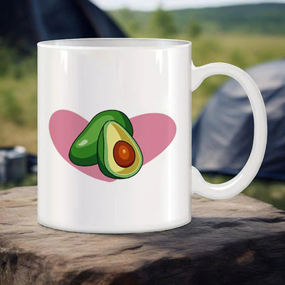 Cute Avocado Porcelain Coffee Mug - Cartoon Green Avocado Breakfast & Juice Cup, 11 oz (320 ml)