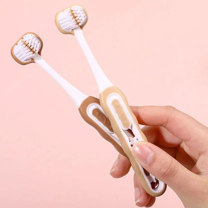 2Pcs Ultra Fine Soft Bristle Children's Toothbrush Set, 3-Sided Oral Cleaning for 3-12 Years Old