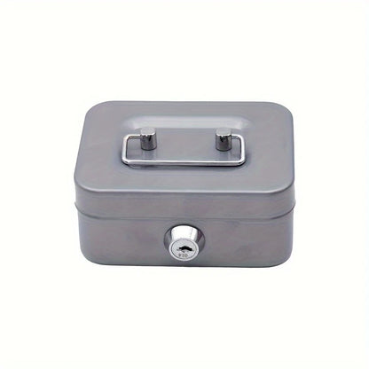 Metal Cash Box with Key Lock Secure Coin Storage Piggy Bank for Office and Home with Handle