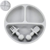 4Pcs Baby Safe Silicone Dining Plate Set - Cute Cartoon Smile Face Children Dishes, Retro Kids Tableware Set (BPA-Free)