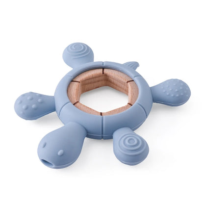 1pc BPA-Free Silicone Turtle Teether - Rodent Shape Baby Gum Pain Relief with Wooden Teether Ring | Infant Sensory Toy Gift