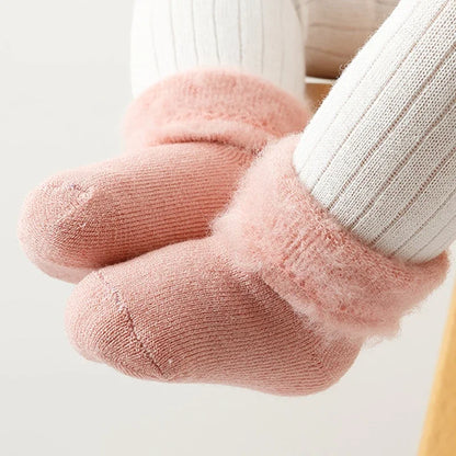 Winter Baby Newborn Warm Plush Socks - Candy Color Calf Floor Socks for Baby Boys & Girls | Autumn Thermal Cotton Socks for Toddlers